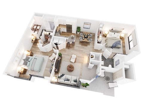 Floor plan for 2 beds, 2 baths, 1211 sqft